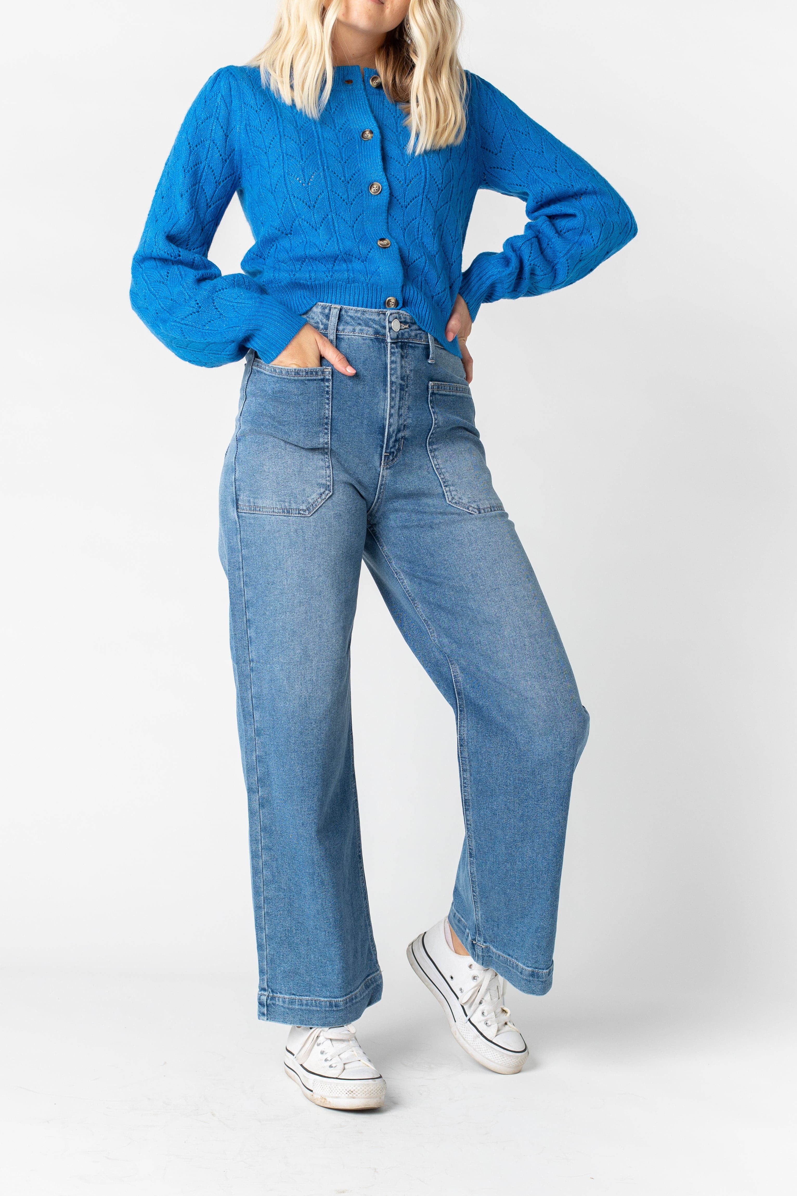 Wide Leg Utility Pant - Medium Denim
