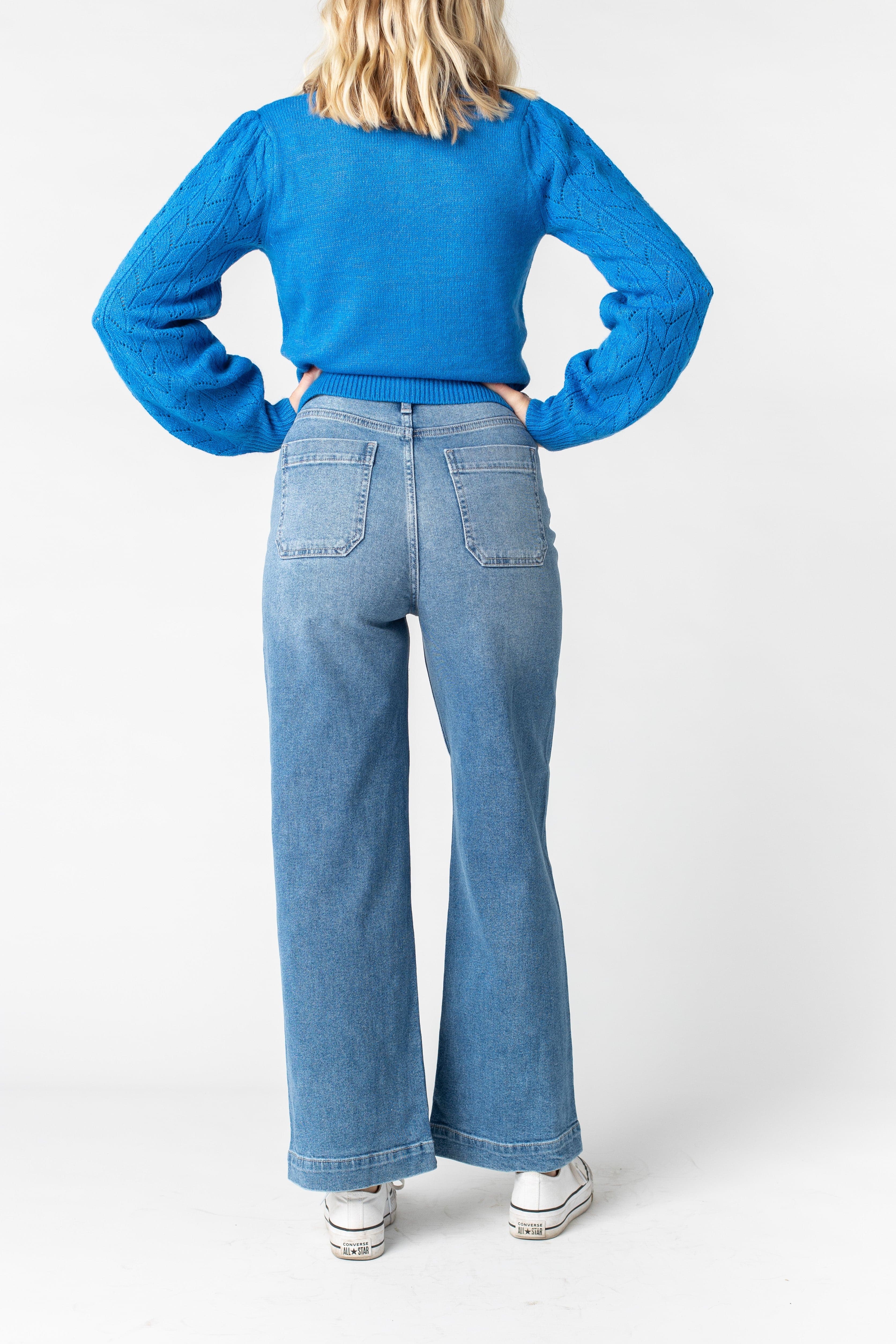 Wide Leg Utility Pant - Medium Denim