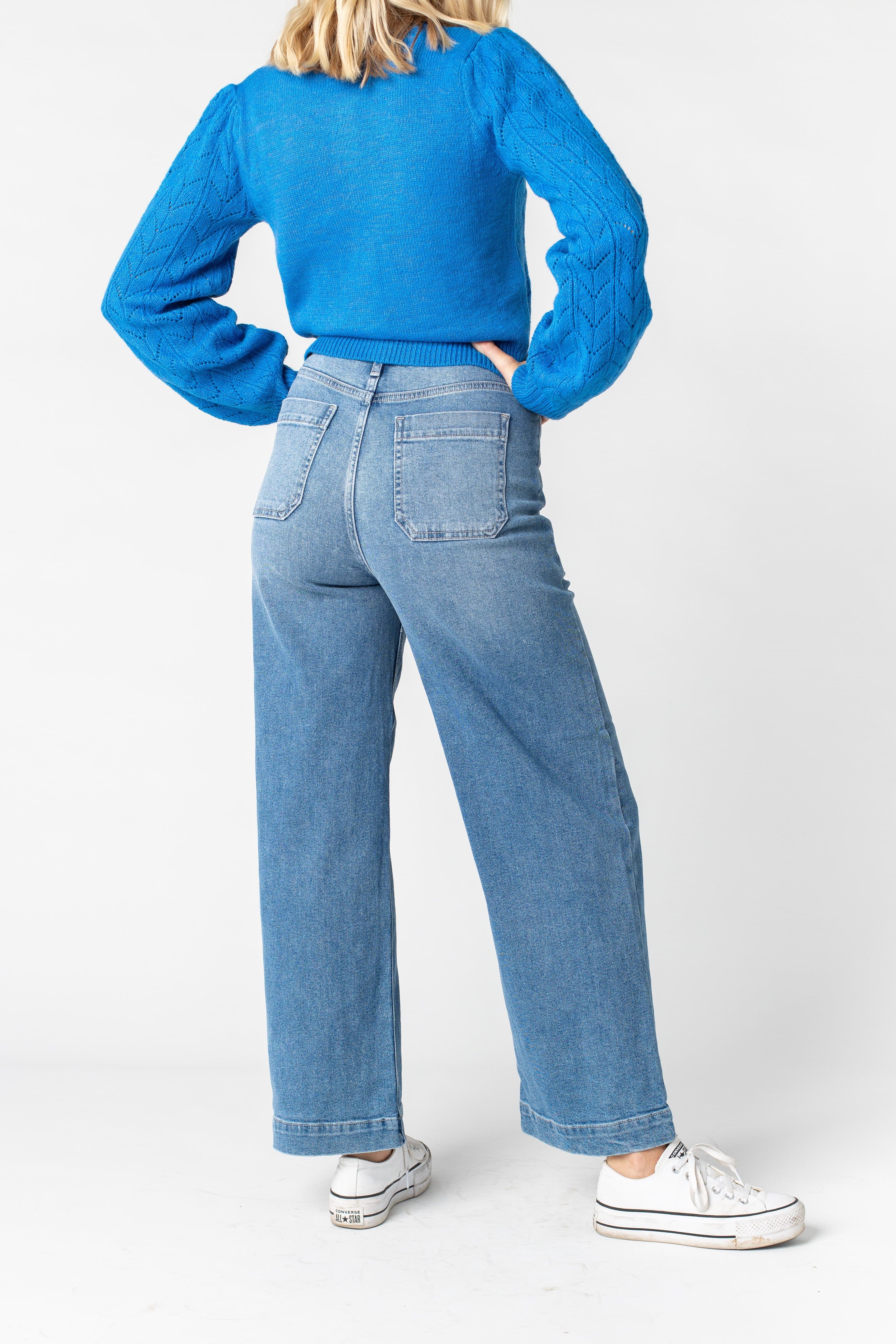 Wide Leg Utility Pant - Medium Denim
