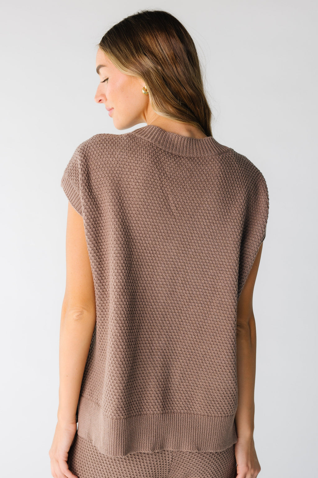 Dalia Waffle Knit Button-Up Vest and Pant Set