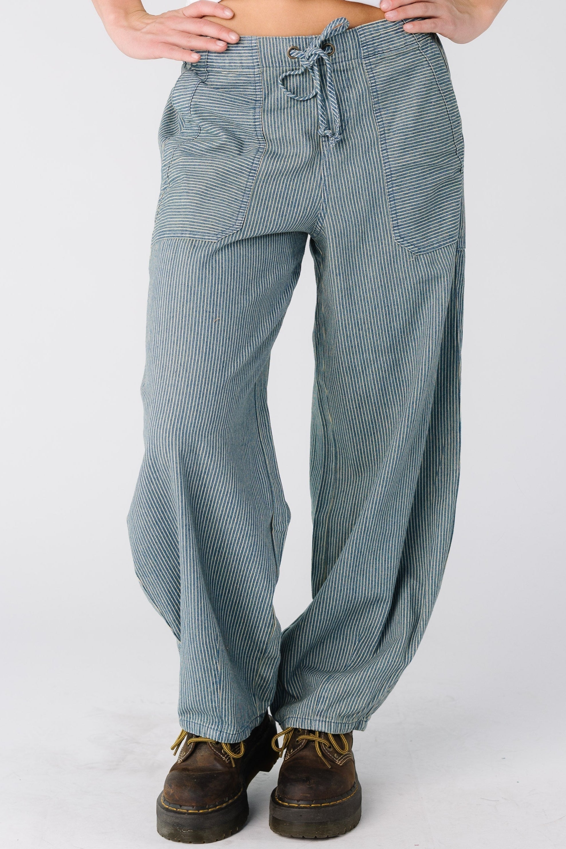 Atlantis Stripe Denim Parachute Pants